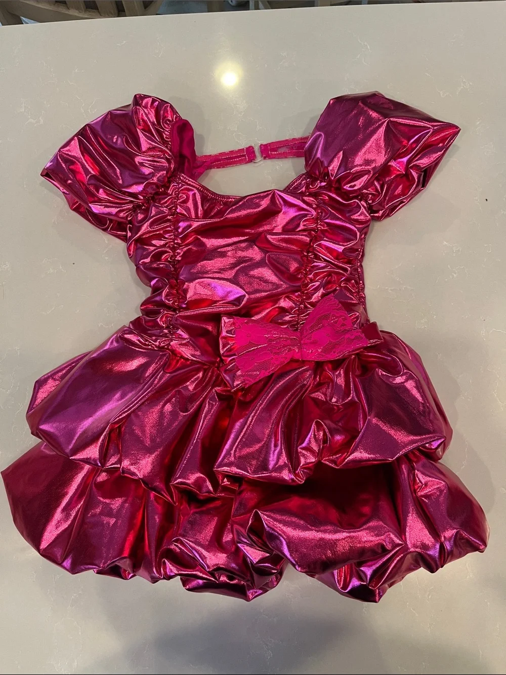 Girls Metallic Hot Pink Ruffle Party Costume Dress Weissman